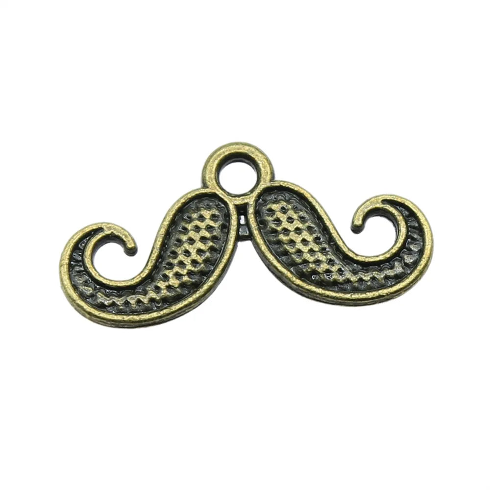 20x10mm 0.5g Zinc Alloy Small Mustache Letter Charm Pendant for DIY Bracelet Necklace Jewelry Making