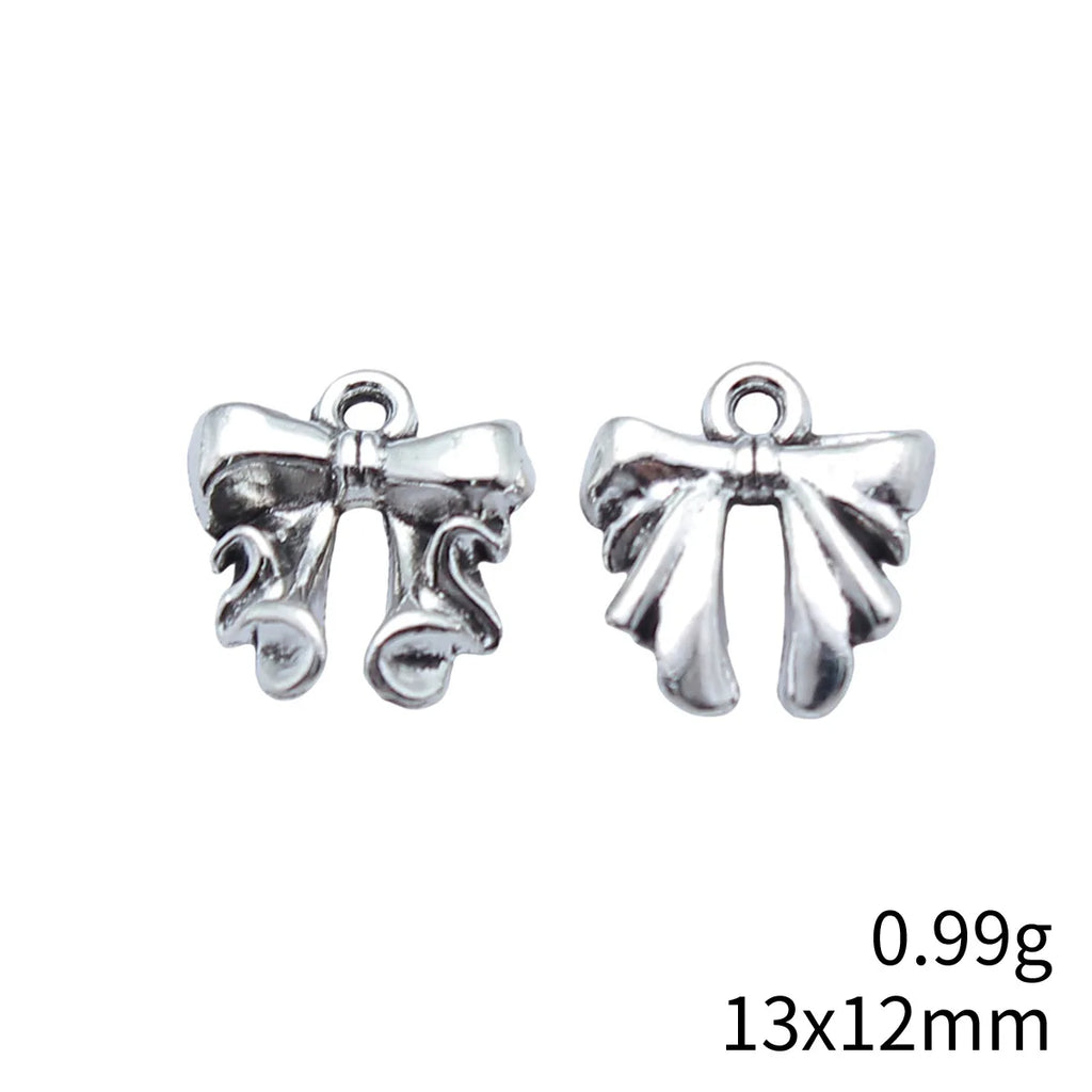 13x12mm 0.99g Antique Silver Zinc Alloy Bowknot Butterfly Charm Pendant for DIY Bracelet Necklace Jewelry