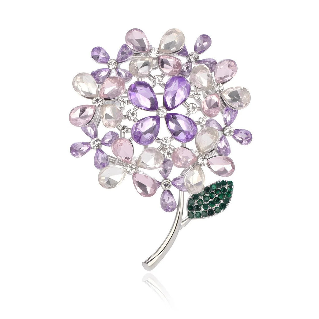 Elegant Purple Wisteria Flower Rhinestone Brooch, Crystal Bouquet Lapel Pin Corsage For Coat Suit Gift