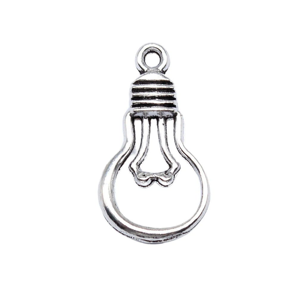 21x12mm 0.78g Antique Silver Tone Zinc Alloy Light Bulb Charm Pendant for DIY Necklace Bracelet Making