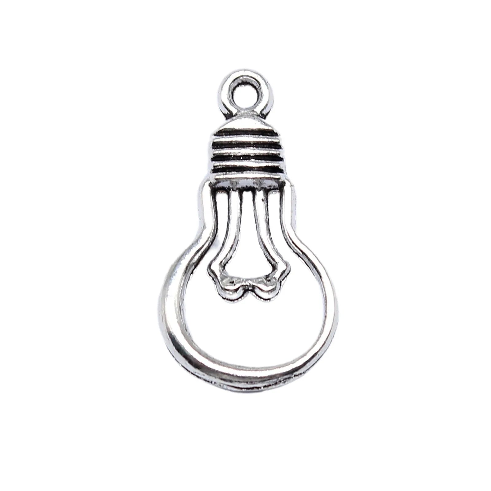 21x12mm 0.78g Antique Silver Tone Zinc Alloy Light Bulb Charm Pendant for DIY Necklace Bracelet Making
