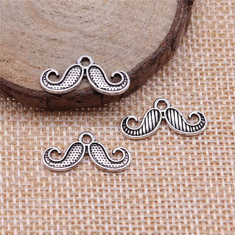 20x10mm 0.5g Zinc Alloy Small Mustache Letter Charm Pendant for DIY Bracelet Necklace Jewelry Making