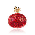 Cute Red Enamel Pomegranate Alloy Brooch, Elegant Fruit Lapel Pin Corsage For Shirt Cardigan Gift