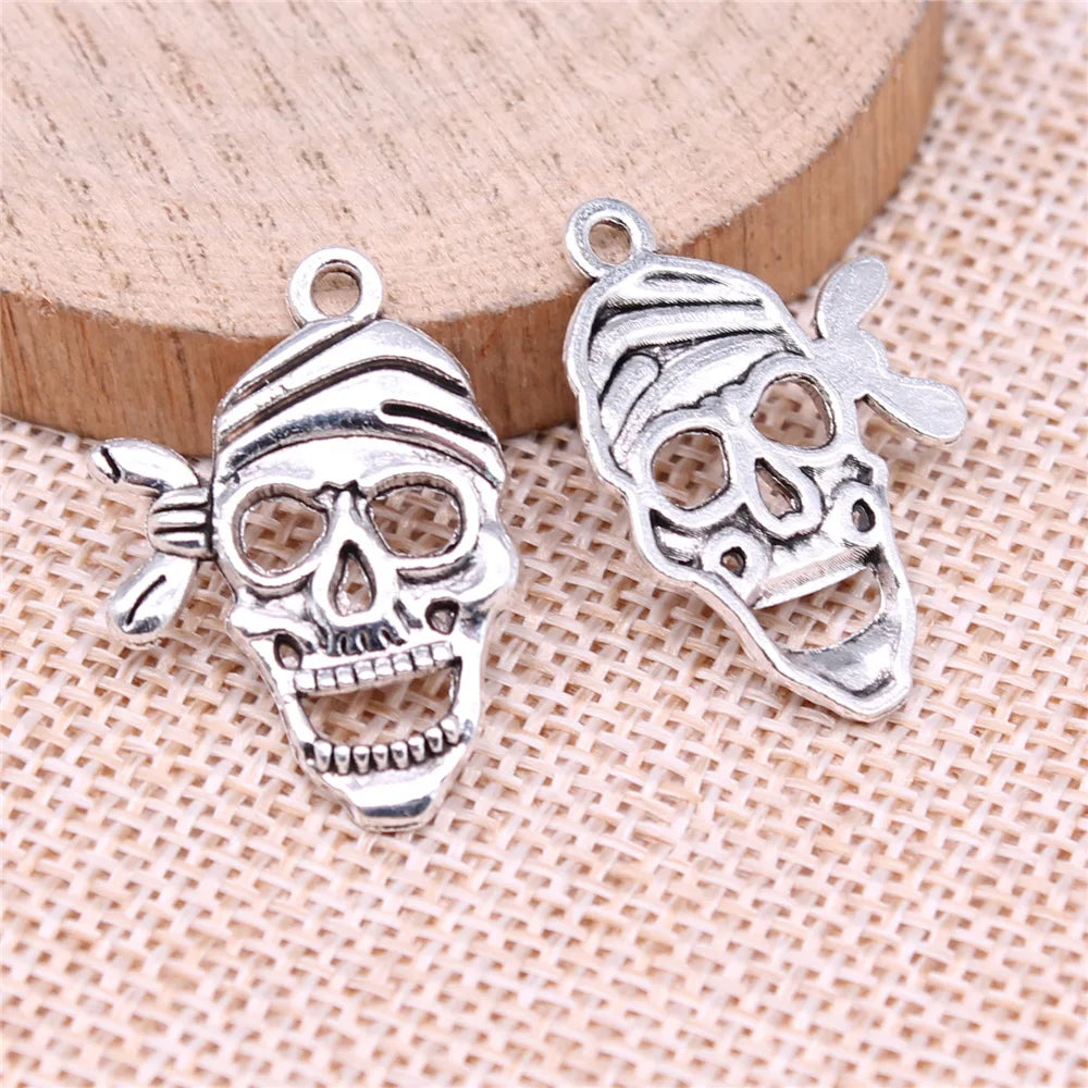 27x20mm 1.8g Multicolor Zinc Alloy Skull Charm Pendant for DIY Necklace Bracelet Making