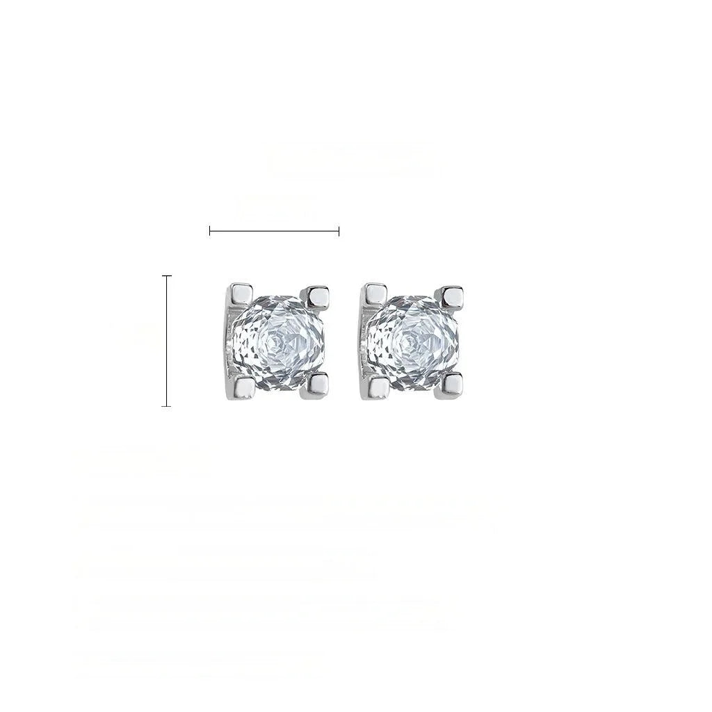 Premium Octagon Rose Zircon Square Geometric Eco-Friendly Copper Stud Earrings For Women