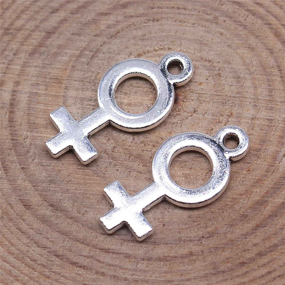 18x8mm 0.6g Antique Silver Zinc Alloy Female Symbol Charm Pendant for DIY Necklace Bracelet