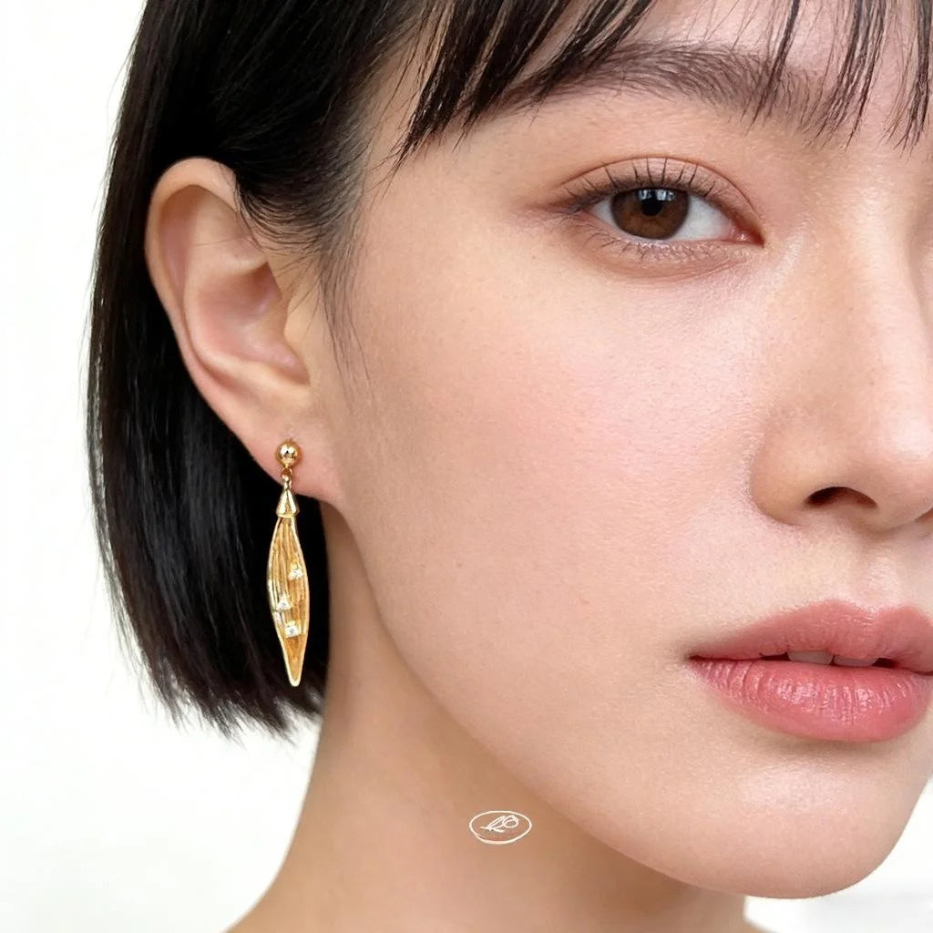 Light Luxury 14K Gold Plated Copper Leaf Micro Pave Zircon Drop Earrings