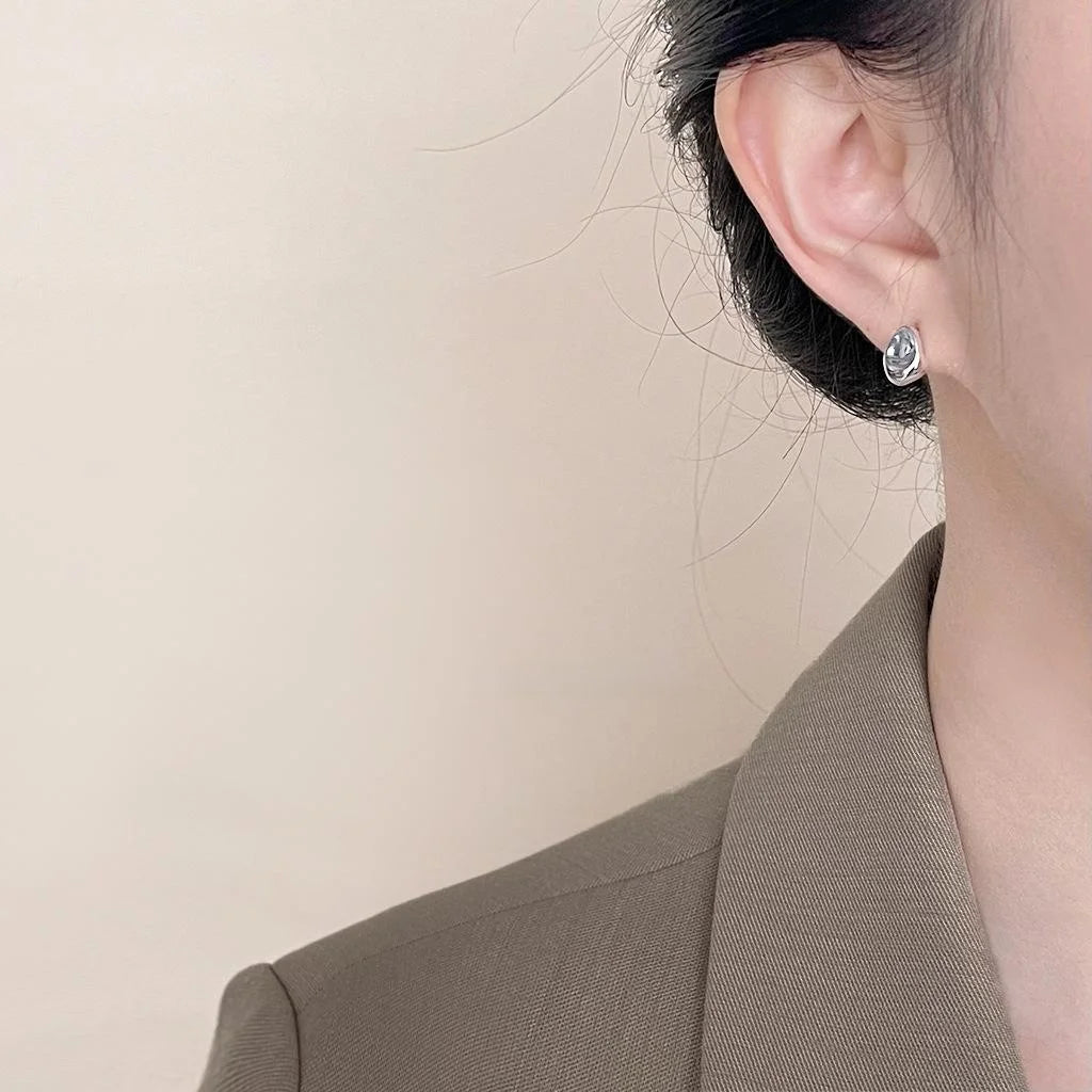 Minimalist Copper Irregular Liquid Geometric Stud Earrings For Women, Commuter Style