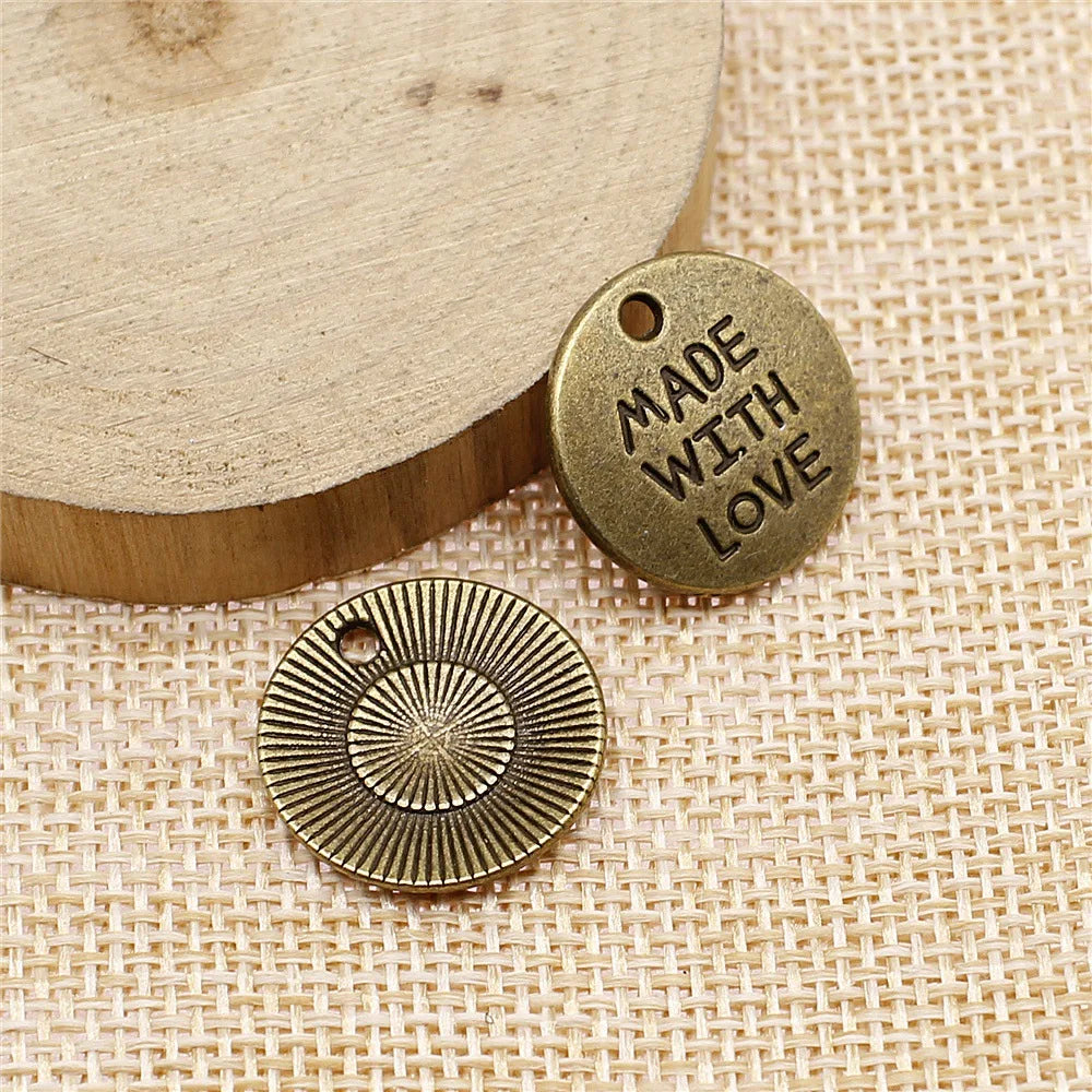 19x19mm 2.8g Zinc Alloy Made with Love Letter Charm Pendant for DIY Handmade Jewelry Accessories