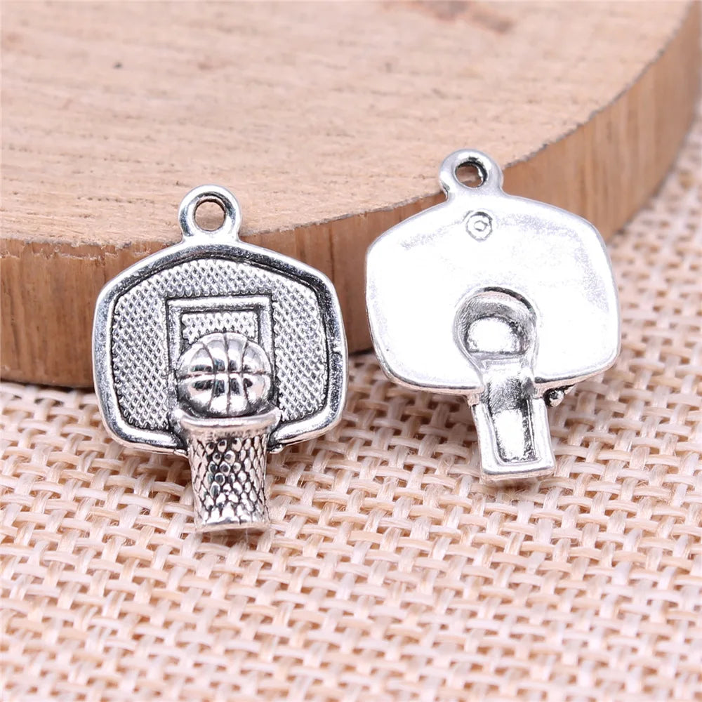20x15mm 1.5g Multicolor Zinc Alloy Basketball Hoop Charm Pendant for DIY Bracelet Necklace Jewelry