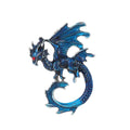 Vintage Blue Enamel Dragon Dinosaur Brooch With Red Rhinestone Eye, Alloy Lapel Pin Suit Accessory Gift