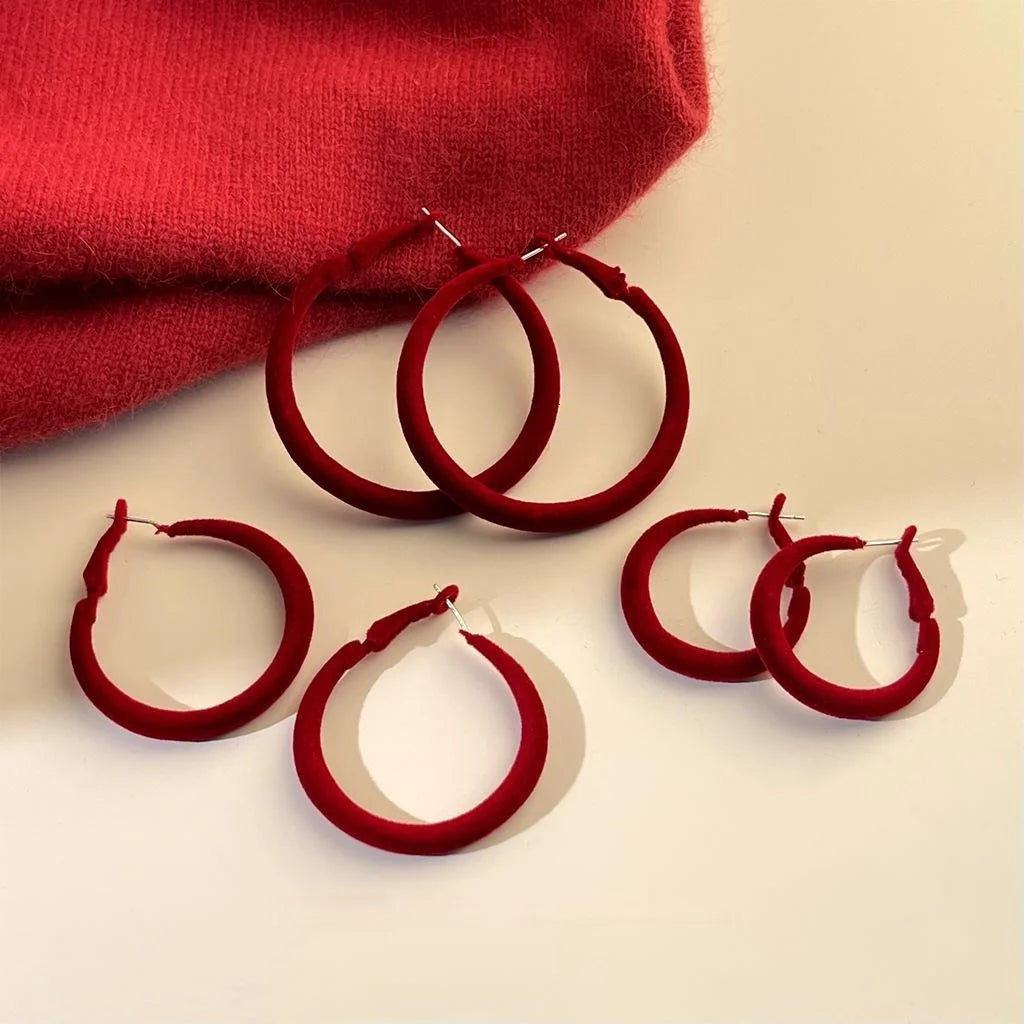 Vintage Flocked Round Geometric Hoop Earrings, Copper For Women