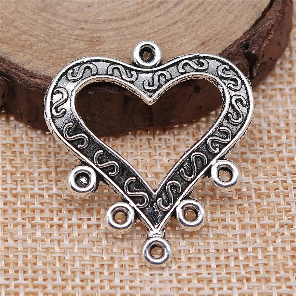 33x29mm 2g Multicolor Zinc Alloy Heart Earring Connector Charms for DIY Earrings and Jewelry Making