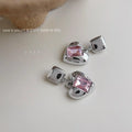 Sweet Cool Pink Glass Crystal Heart Drop Earrings Copper Fashion Statement Jewelry