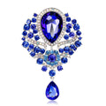Luxury Rhinestone Alloy Glass Teardrop Brooch For Women, Elegant Lapel Pin Corsage Suit Accessory Gift