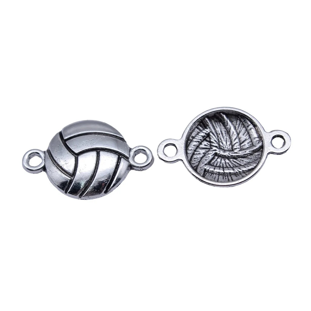 23x15mm 1.1g Antique Silver Zinc Alloy Volleyball Connector Charm for DIY Sports Jewelry Making