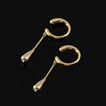 Elegant Gold Alloy Ear Cuff With Long Chain Tassel Teardrop, Stud & Clip On No Piercing Earrings