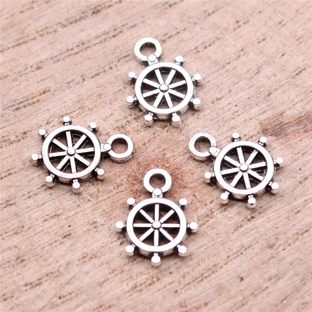 11x9mm 0.34g Antique Silver Zinc Alloy Rudder Charm Pendant for DIY Necklace Bracelet Making