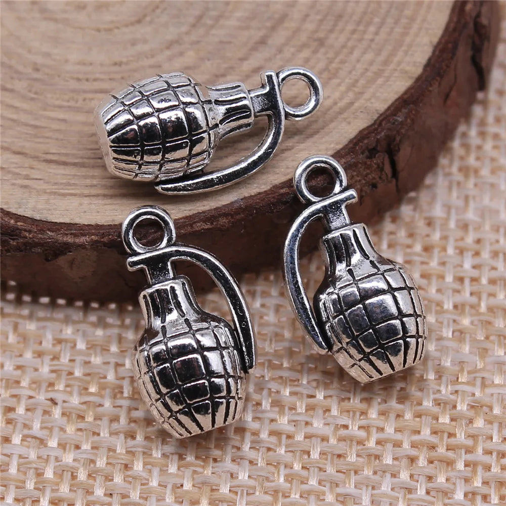 18x10mm 2.7g Antique Silver Zinc Alloy Grenade Charm Pendant for DIY Bracelet Necklace Making