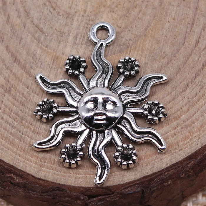 18x24mm 1.5g Antique Silver Zinc Alloy Sun Charm Pendant for Necklace Bracelet Earring DIY Jewelry
