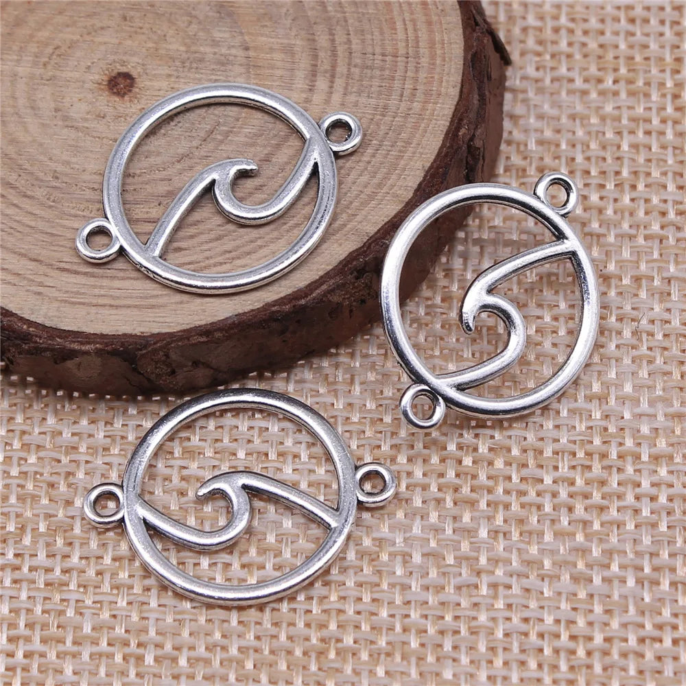 26x20mm 1.2g Multicolor Zinc Alloy Wave Connector Charm for DIY Bracelet Necklace Jewelry Making