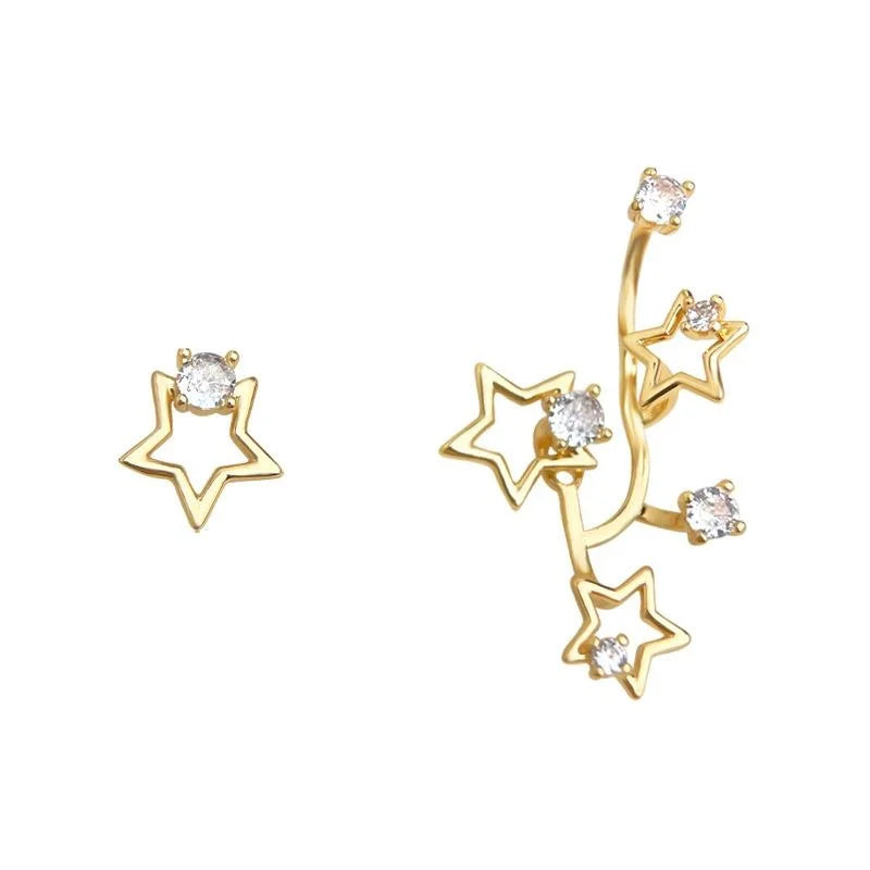Asymmetric Star Zircon Copper Drop Earrings Style Galaxy Micro Pave Jewelry