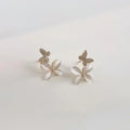 Sweet Butterfly Glass Cat Eye Stone Zircon Micro Pave 14K Plated Drop Earrings