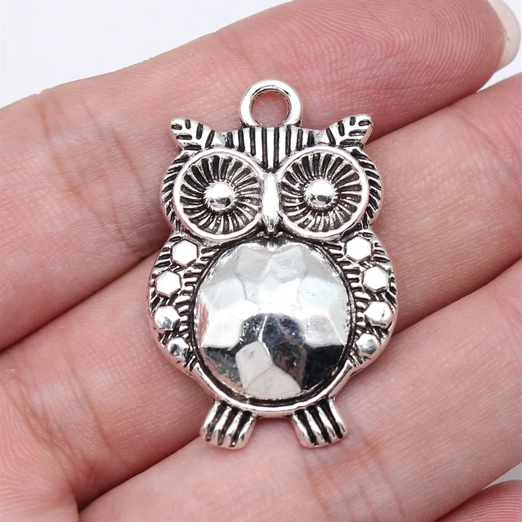 35x23mm 4.2g Antique Silver Zinc Alloy Owl Cat Charm Pendant for DIY Necklace Bracelet Jewelry Making