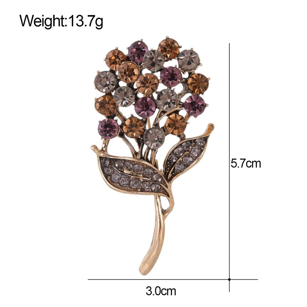 Elegant Dandelion Bouquet Rhinestone Alloy Brooch For Women, Floral Lapel Pin Suit Accessory Gift