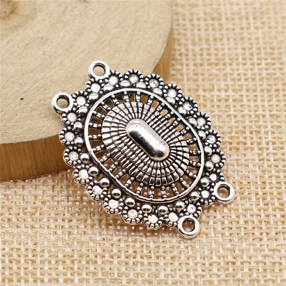 28x36mm 3.6g Antique Silver Zinc Alloy Four Hole Body Chain Connector Charm for Vintage Jewelry Making