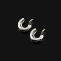 Elegant Silver Alloy Quilted Huggie Hoop Stud & Clip On No Piercing Minimalist Ear Cuff Earrings