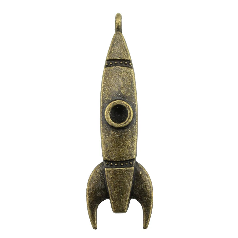 50x15mm 3.7g Multicolor Zinc Alloy Rocket Charm Pendant for Space Theme DIY Jewelry Making