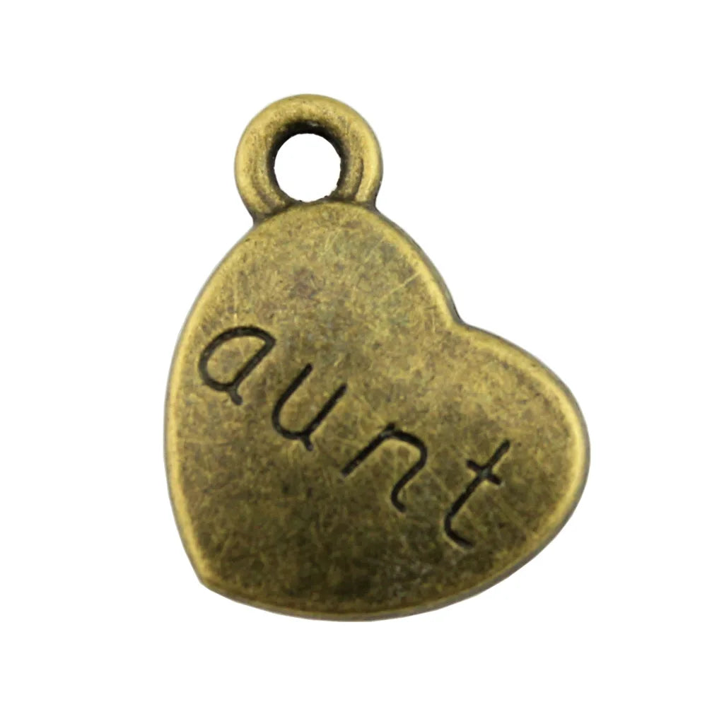 15x18mm 2.8g Multicolor Zinc Alloy Aunt Heart Charm Pendant for DIY Necklace Bracelet Making