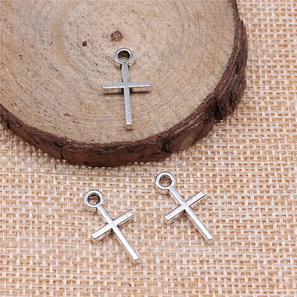 18x10mm 0.8g Antique Silver Zinc Alloy Cross Charm Pendant for Clothing and Jewelry Decoration