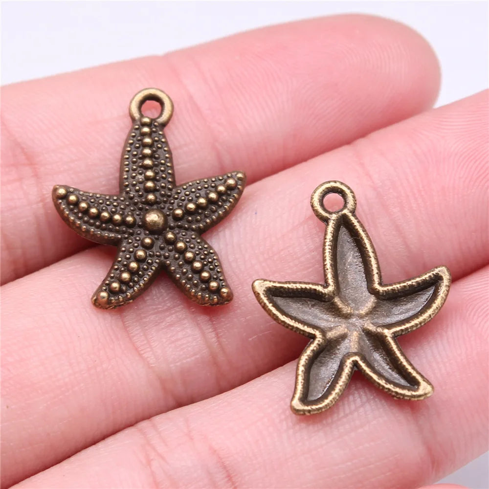 23x19mm 1.6g Multicolor Zinc Alloy Starfish Charm Pendant for DIY Ocean Theme Jewelry Making