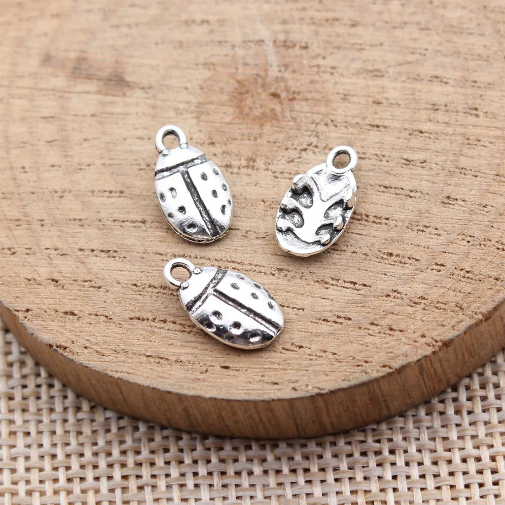13x6.8mm 0.48g Antique Silver Zinc Alloy Bug Charm Pendant for DIY Earring Necklace Bracelet