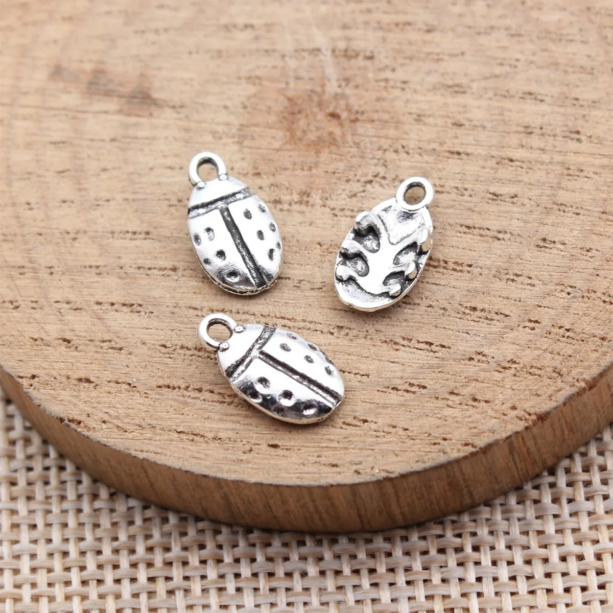 13x6.8mm 0.48g Antique Silver Zinc Alloy Bug Charm Pendant for DIY Earring Necklace Bracelet
