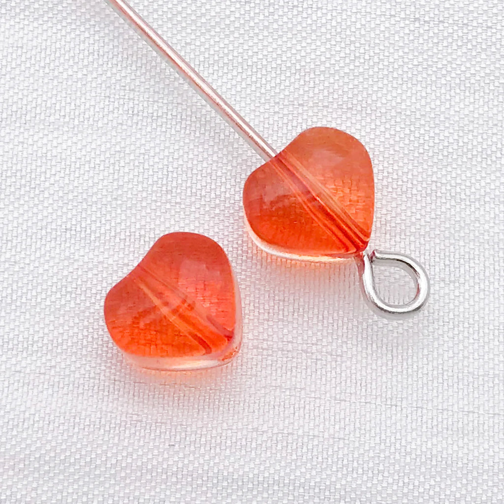 Colorful Glass Heart Loose Beads Straight Hole Beads for DIY Bracelet Necklace Phone Strap