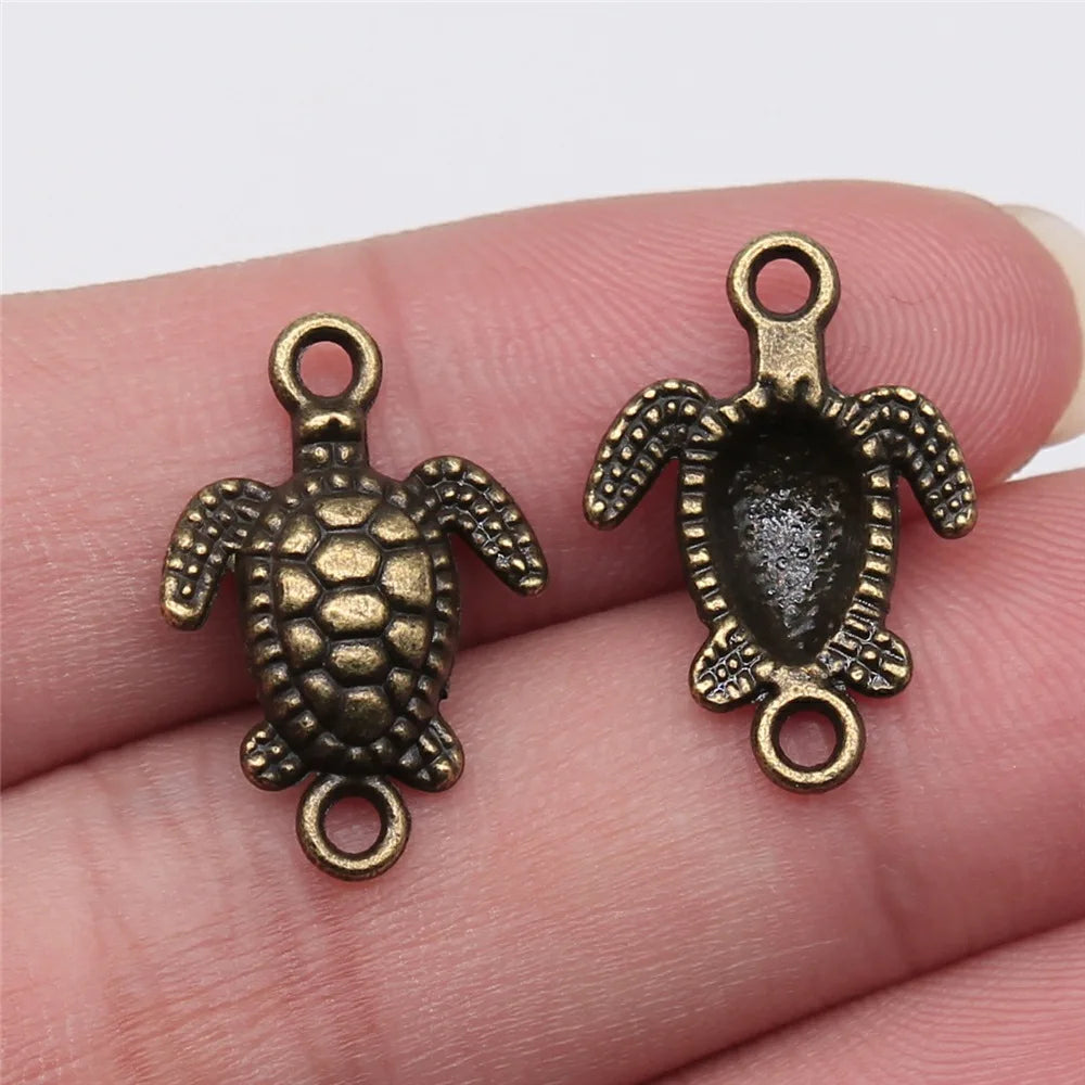 21x14mm 1.2g Multicolor Zinc Alloy Turtle connector charm for bracelet necklace DIY jewelry making