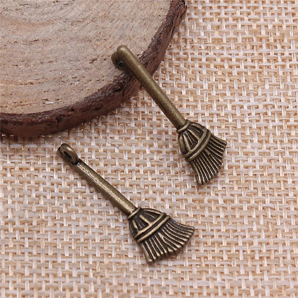 27x10mm 1.2g Multicolor Zinc Alloy Broom Charm Pendant for DIY Necklace Bracelet Jewelry Making