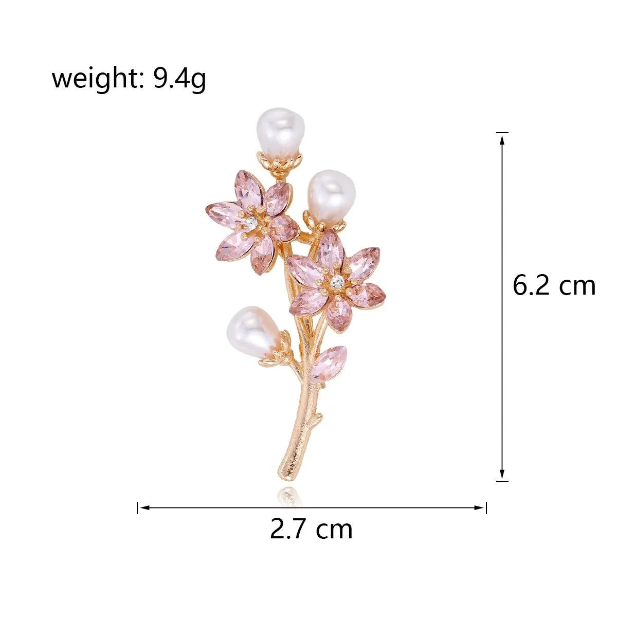 Elegant Sakura Flower Brooch With Faux Pearl Rhinestone Alloy Branch, Luxury Lapel Pin Corsage Suit Accessory Gift