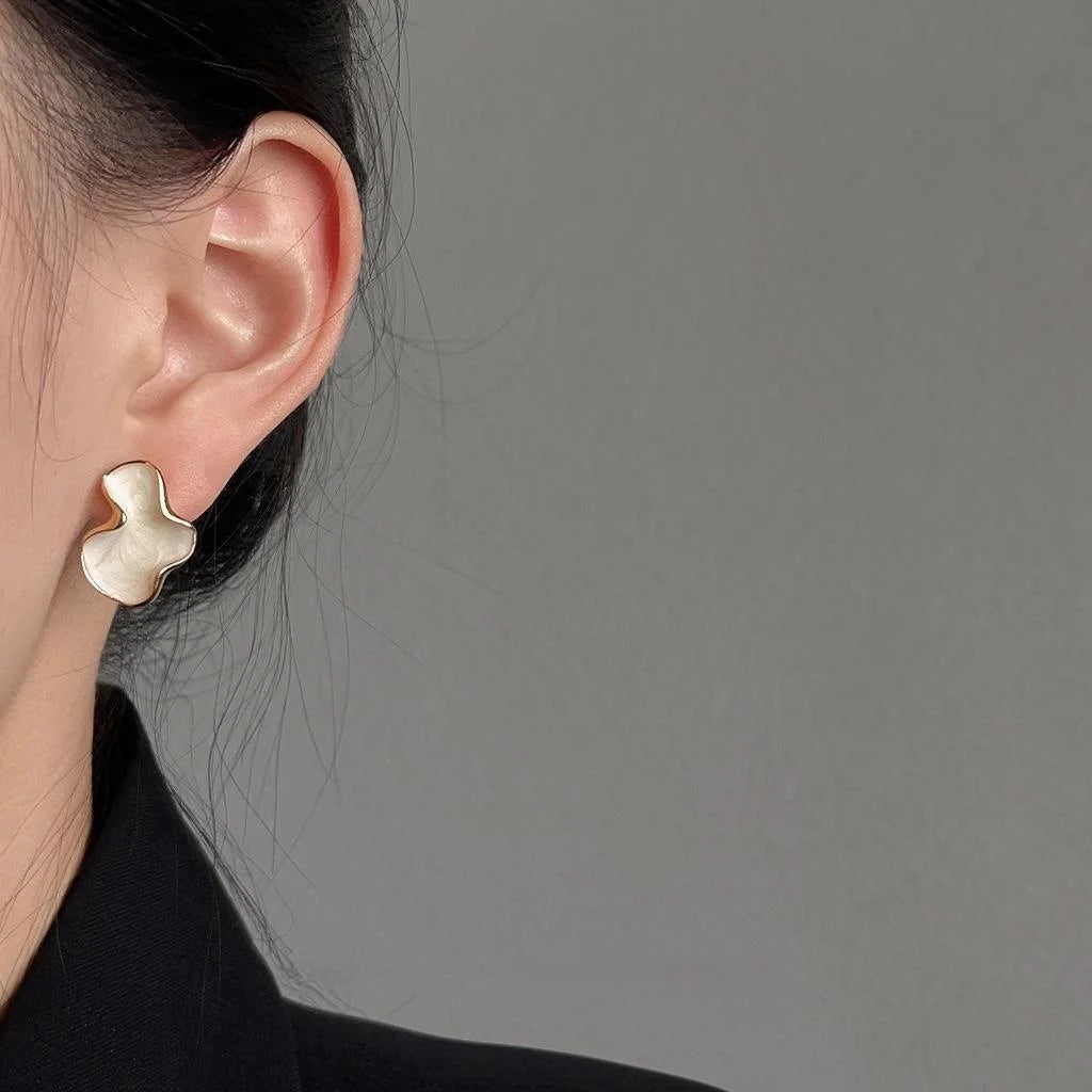 Chic Abstract Geometric Irregular 14K Electroplated Copper Stud Earrings With Enamel Drip Oil
