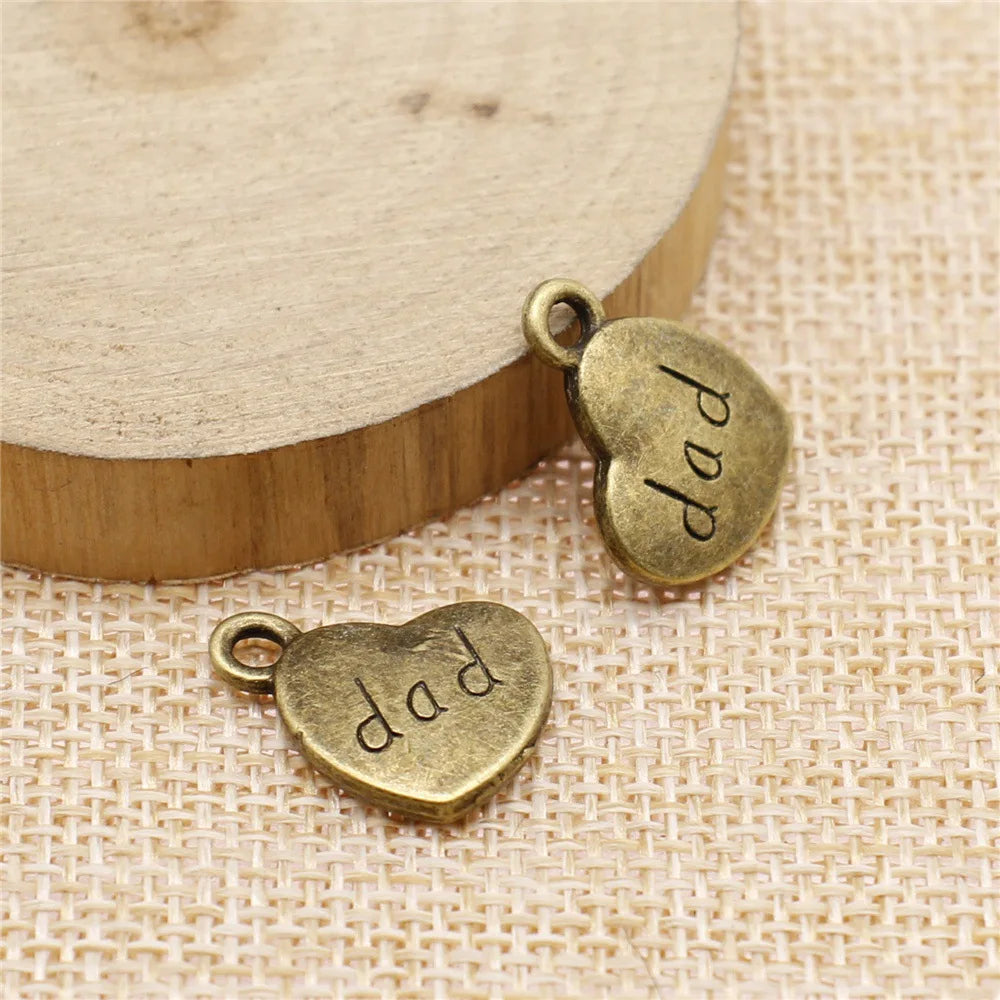 15x18mm 2.8g Multicolor Zinc Alloy DAD Heart Charm Pendant for DIY Bracelet Necklace Making