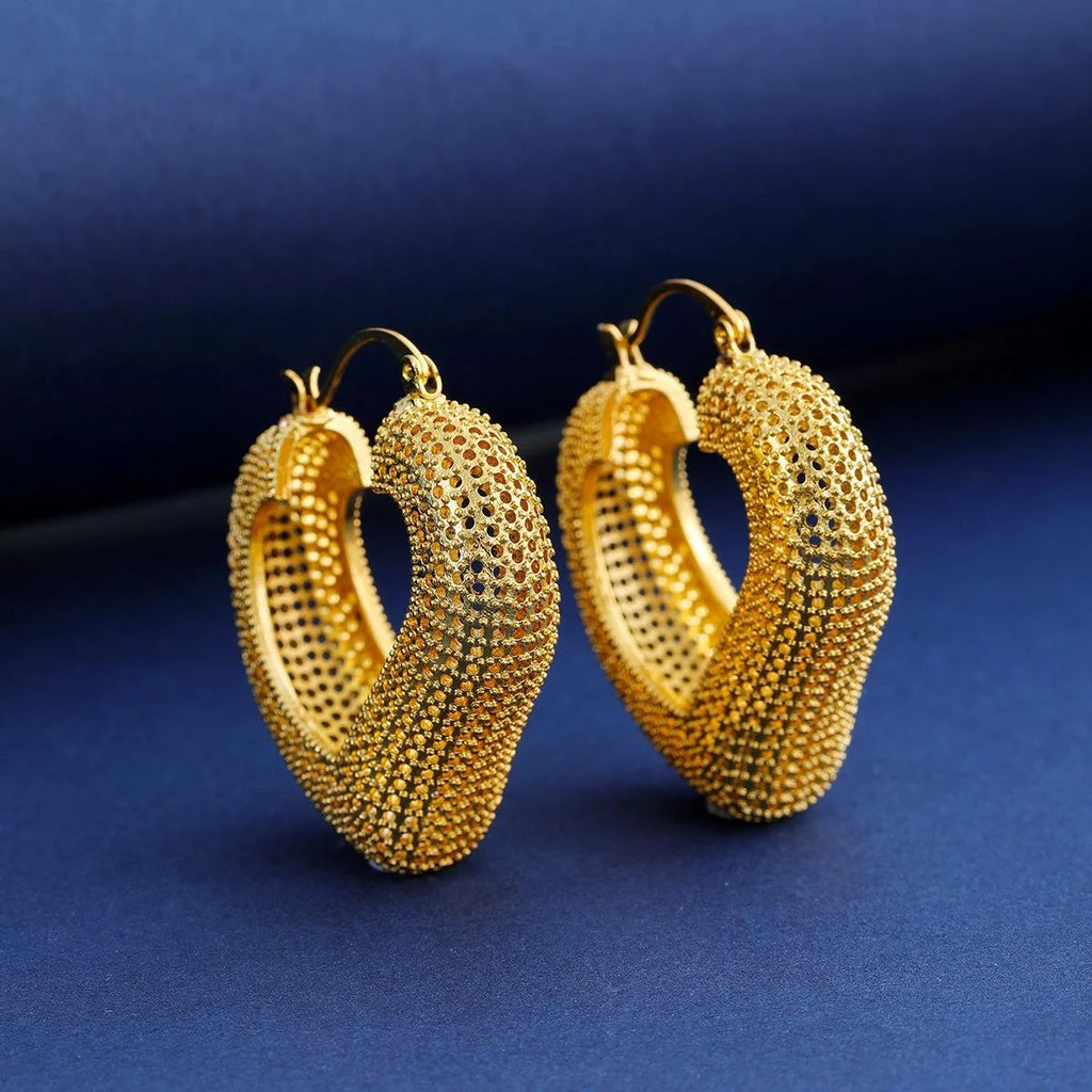 Luxury Gold Plated Alloy Heart Hoop Earrings And Pendant Necklace Jewelry Set For Dubai Bridal Wedding Party Gift