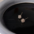 14K Plated Copper Geometric Square Zircon Stud Earrings Shiny Minimalist Luxury Ear Jewelry