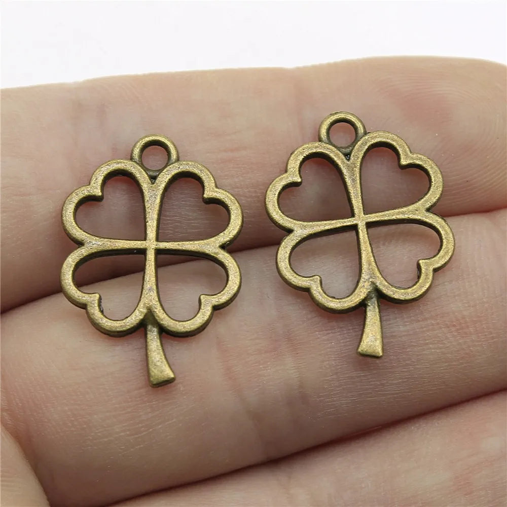 24x17mm 1.2g Multicolor Zinc Alloy Four Leaf Clover Charm Pendant for DIY Bracelet Jewelry Making