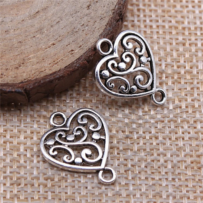 15x19mm 0.8g Multicolor vintage zinc alloy Heart connector charm for DIY bracelet necklace making