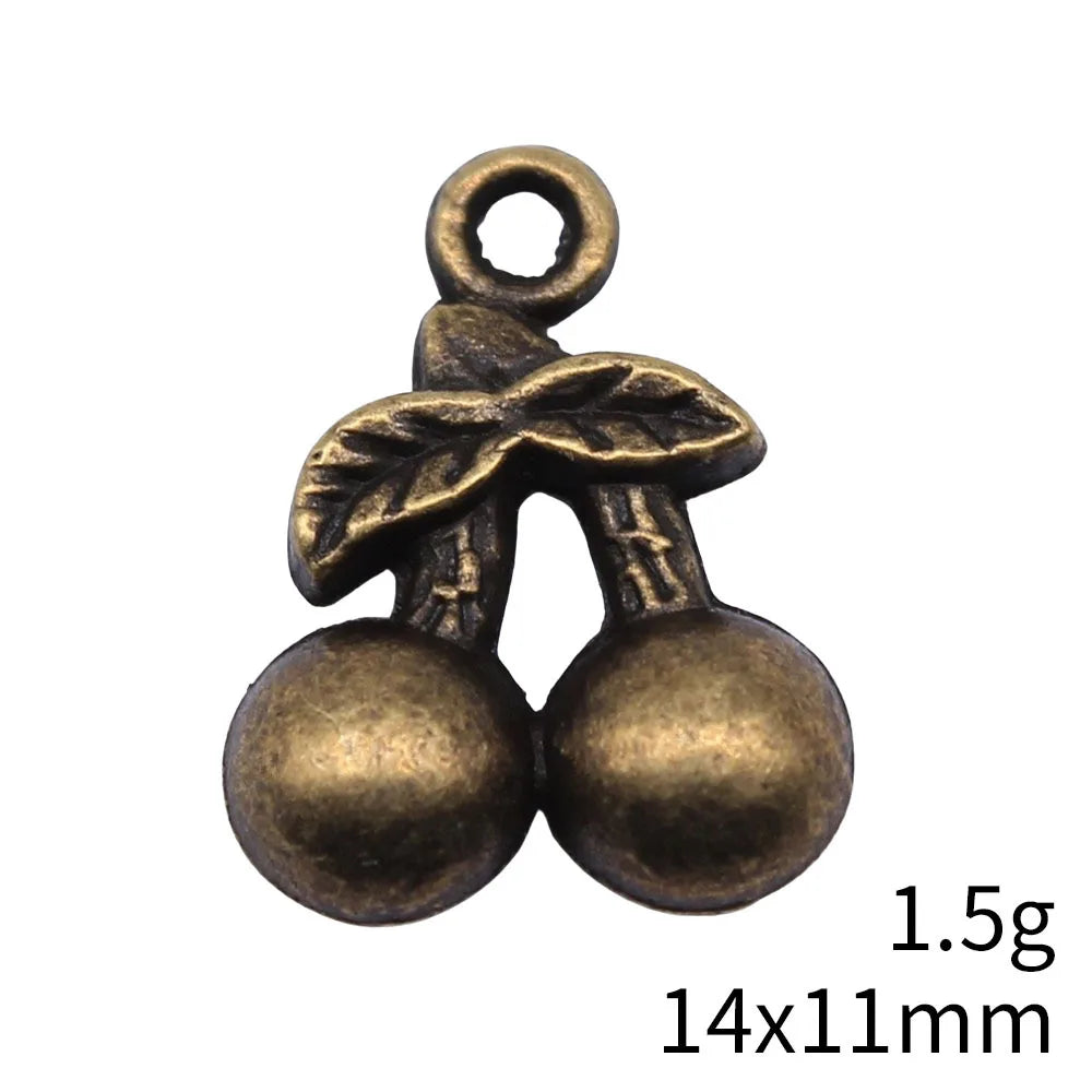 14x11mm 1.5g Antique Bronze Zinc Alloy Cherry Charm Pendant for DIY Bracelet Necklace Jewelry Making