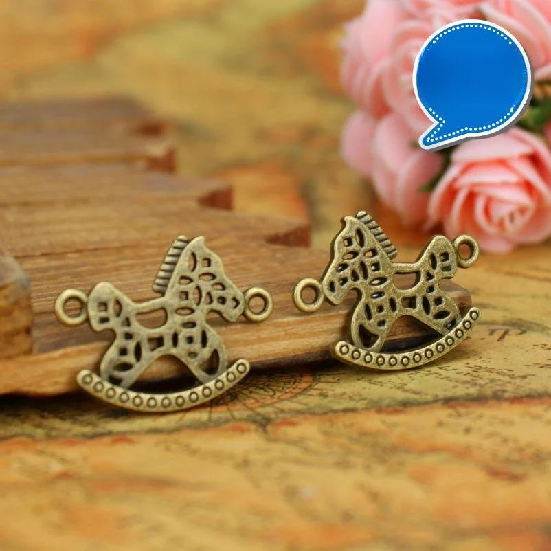 28x22MM Antique Silver Zinc Alloy Horse Hollow Double Sided Charm Pendant for DIY Necklace Bracelet Jewelry Making