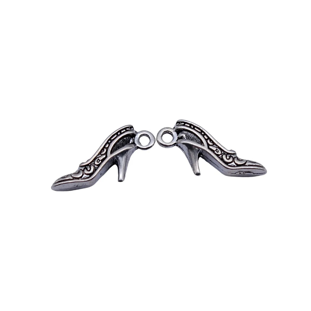 21x11x4mm 0.96g Antique Silver Zinc Alloy 3D High Heel Shoe Charm Pendant for DIY Fashion Jewelry Making